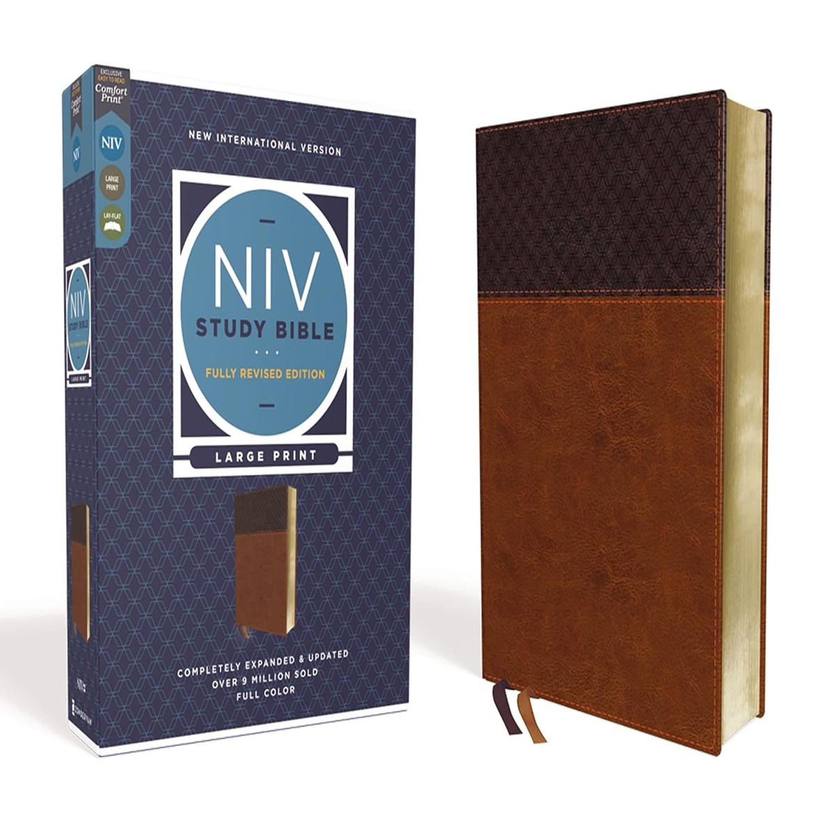 NIV Large Print Study Bible: Fully Revised Edition (Brown Leathersoft)