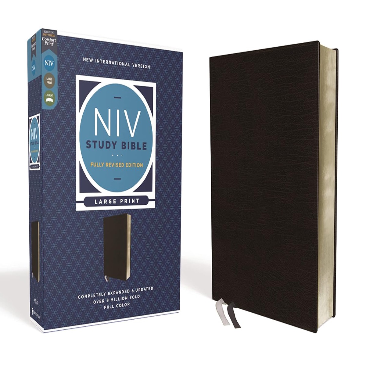 NIV Large Print Study Bible: Fully Revised Edition (Black Bonded Leather)