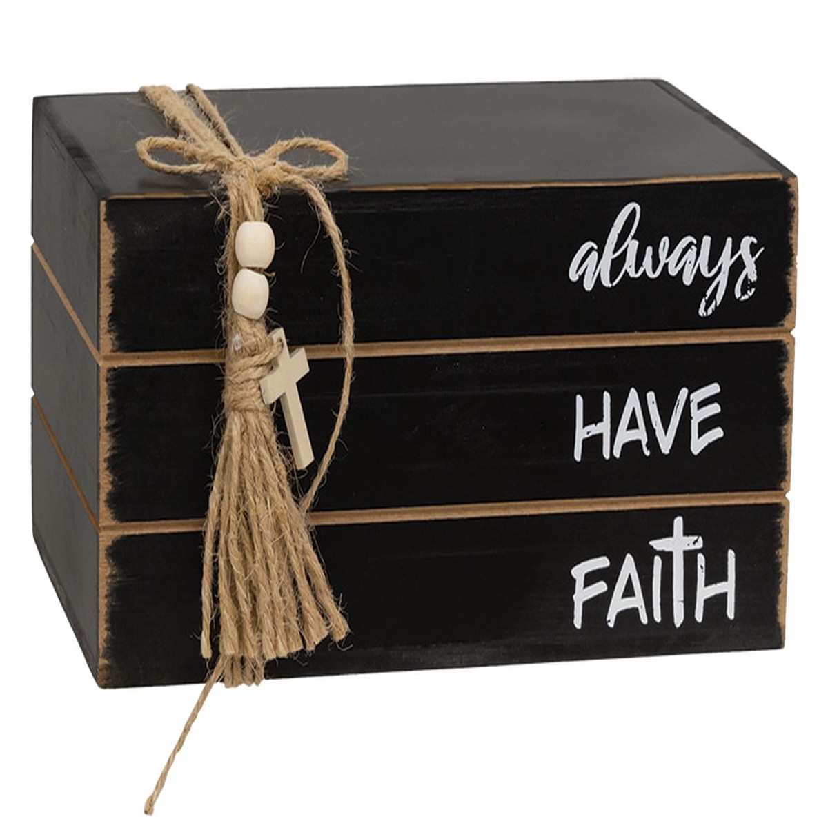 Always Have Faith Wooden Book Stack