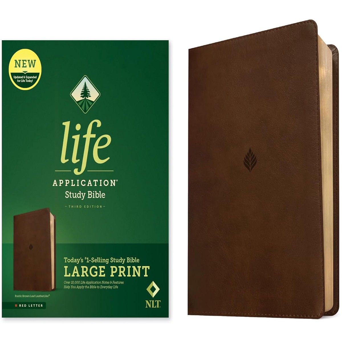 NLT Life Application Study Bible: Third Edition (Large Print, Rustic Brown Leaf)