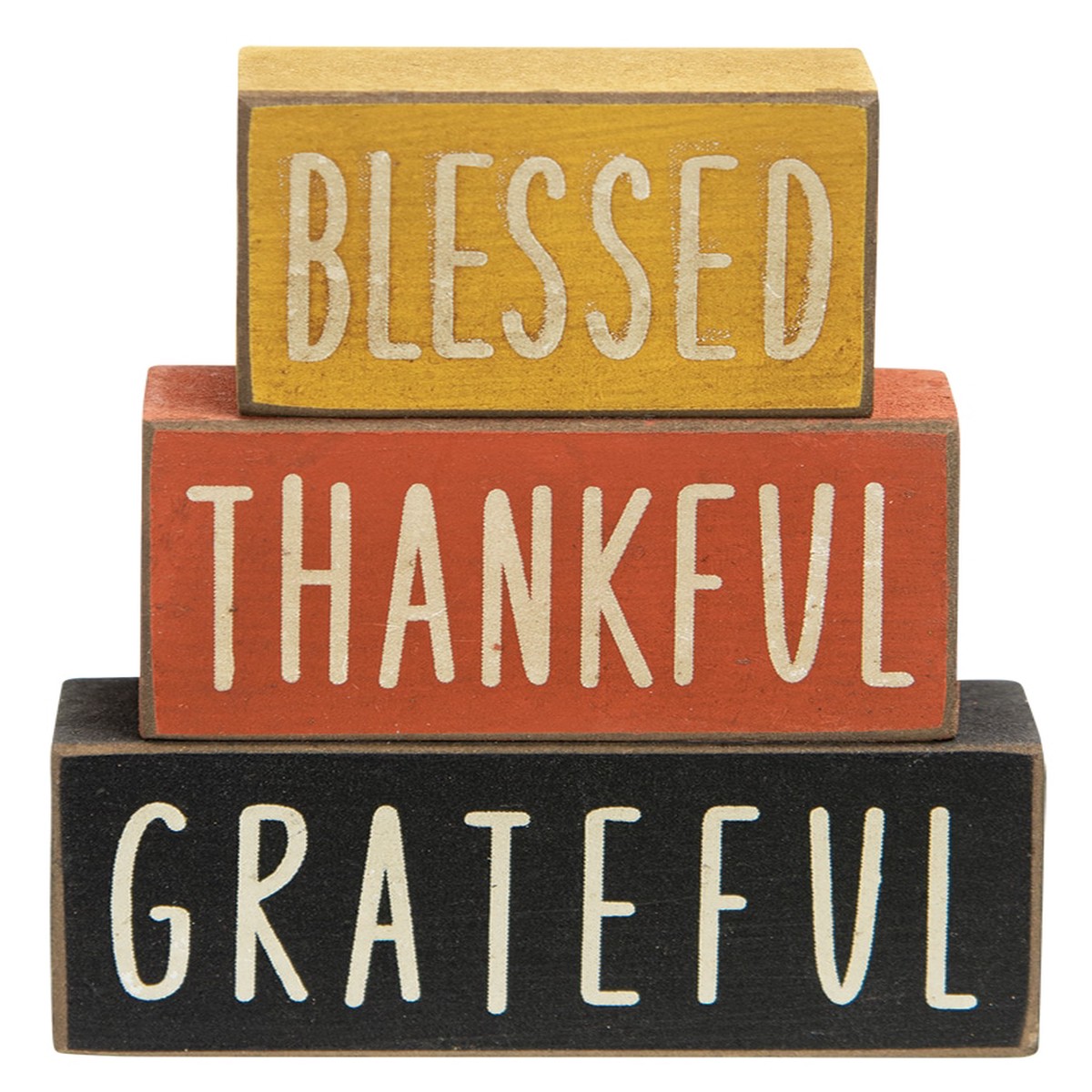 Stacked Blocks: Blessed, Thankful, Grateful