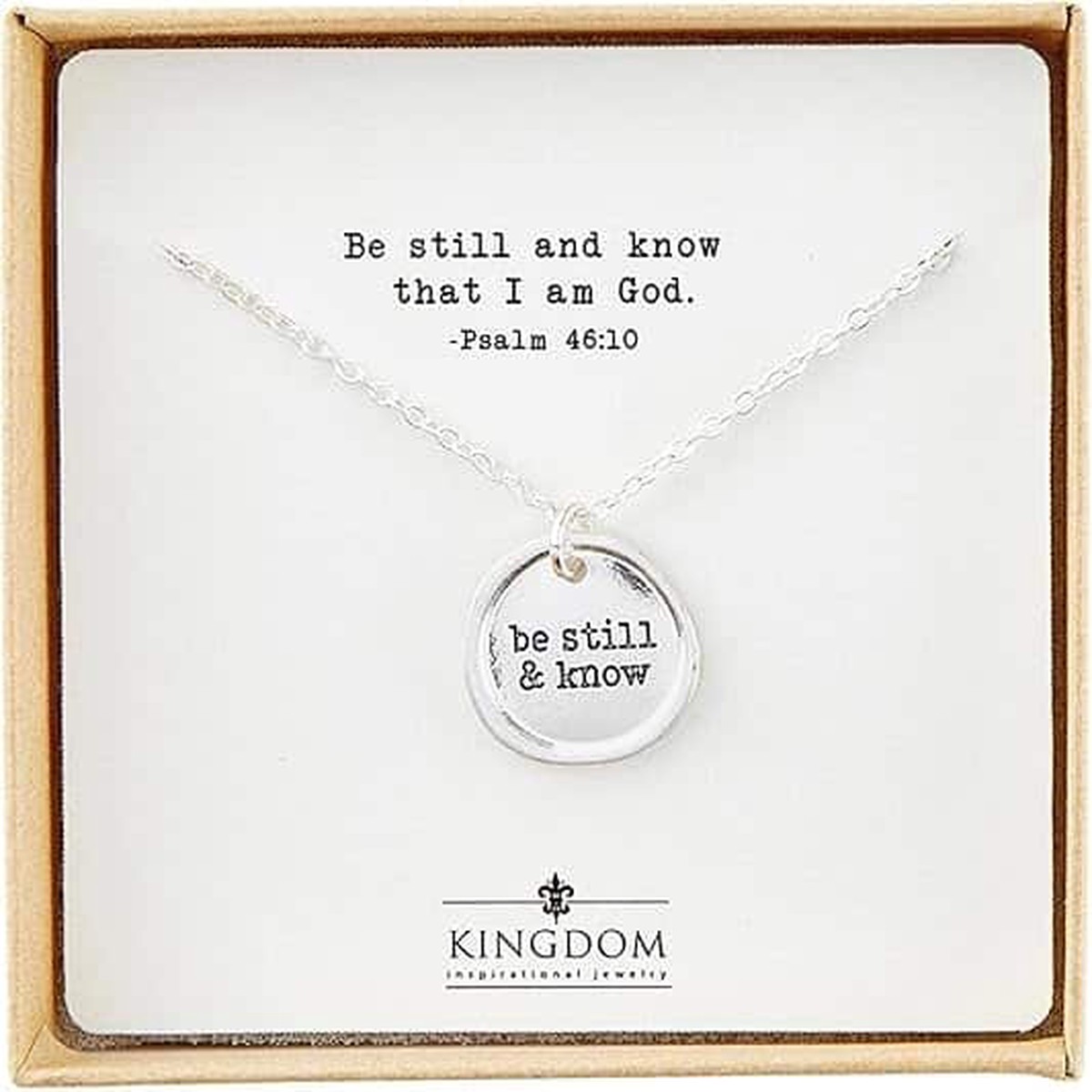 Silver Necklace: Be Still (Stamped Pendant)