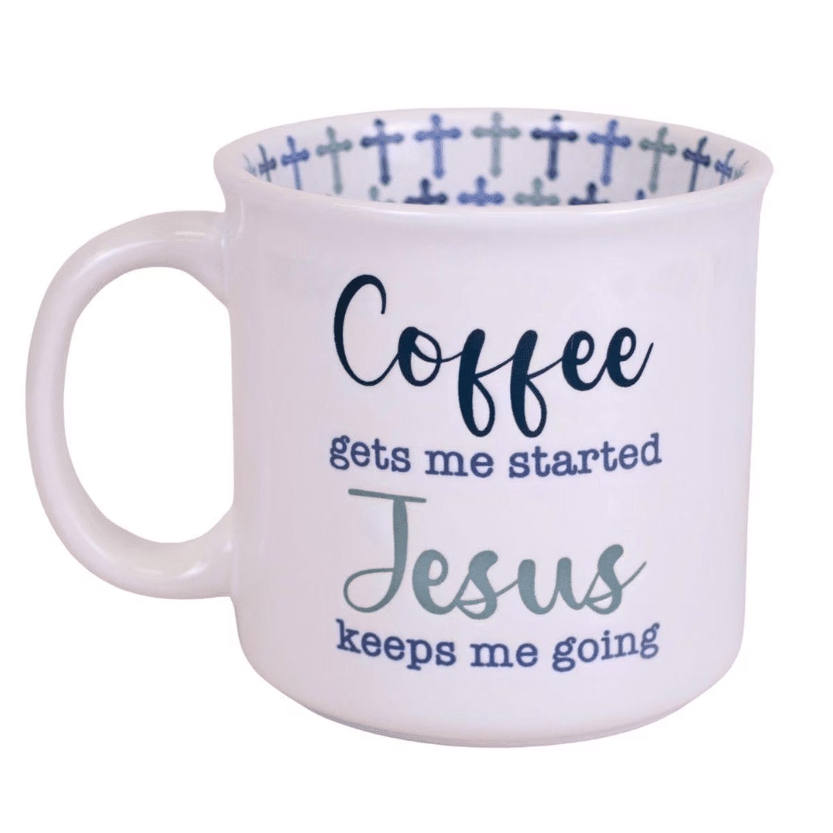 Mug: Coffee & Jesus (White/Blue/14oz)