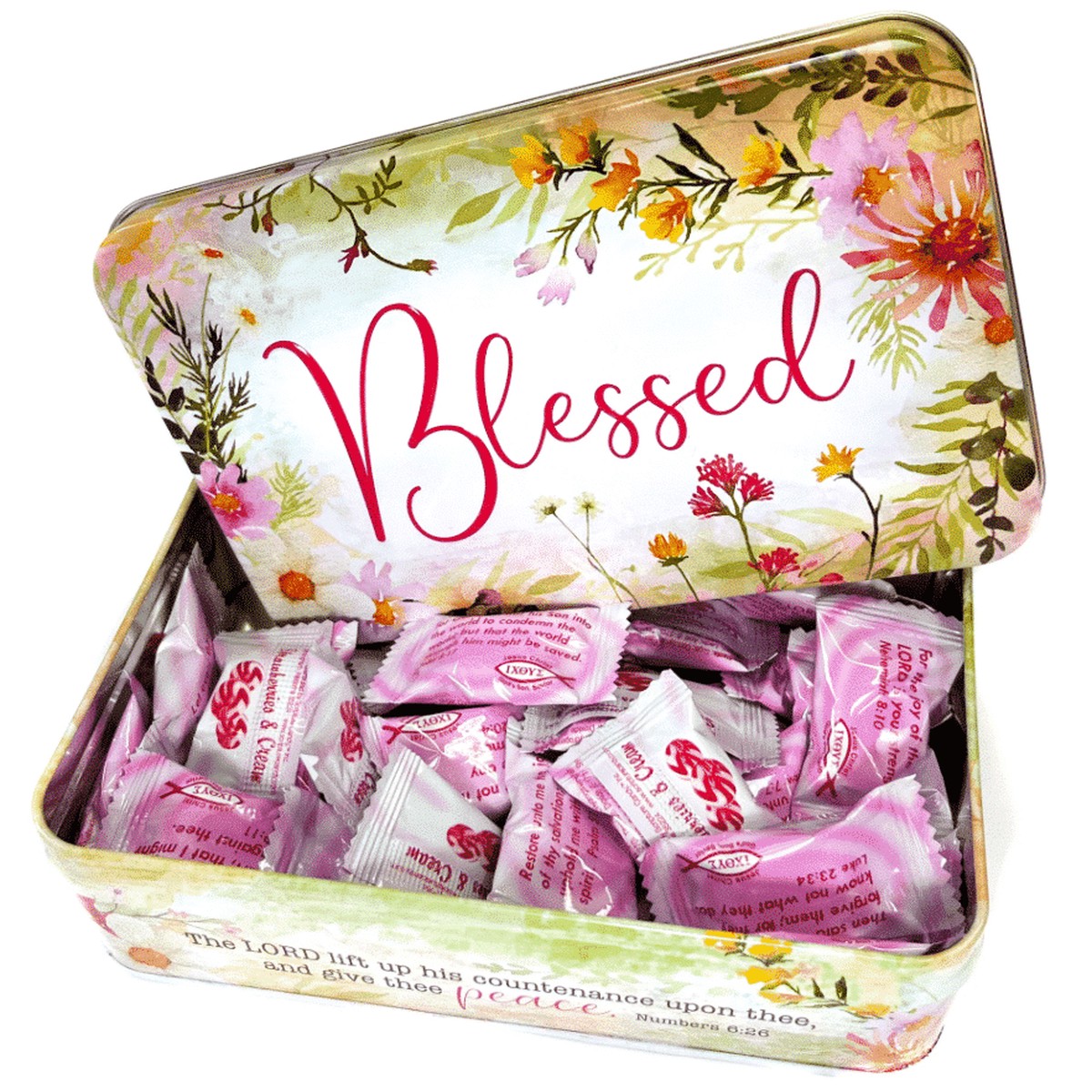 Scripture Candy Tin: Blessed (Strawberry & Cream)