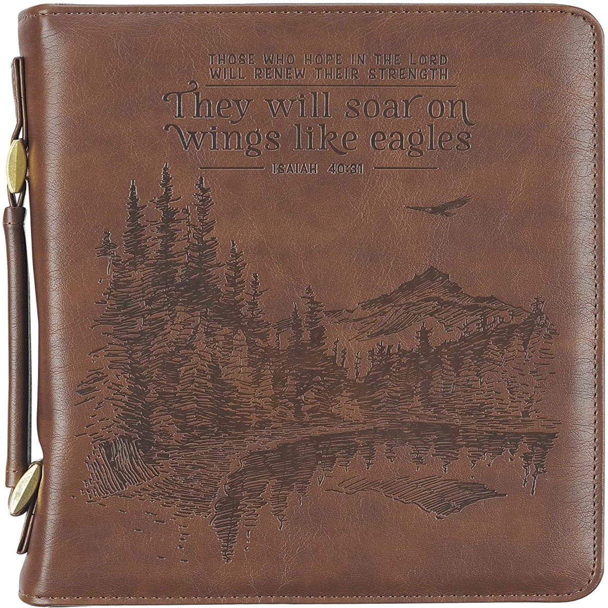 Bible Cover: Wings Like Eagles (Brown, Medium)