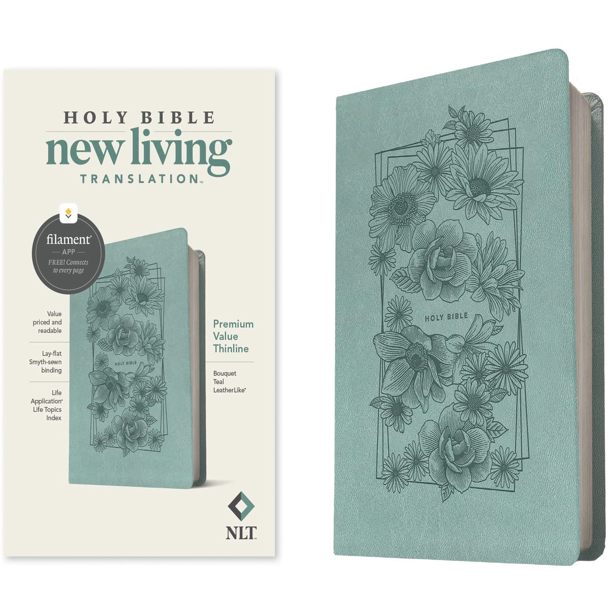 NLT Thinline Bible (Bouquet Teal)