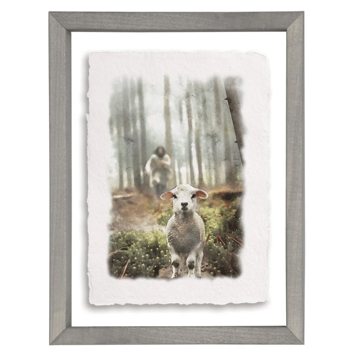 Floating Art Rectangle: Jesus Rescuing Lamb