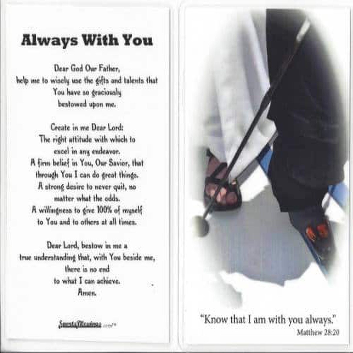 Skiing Prayer Card