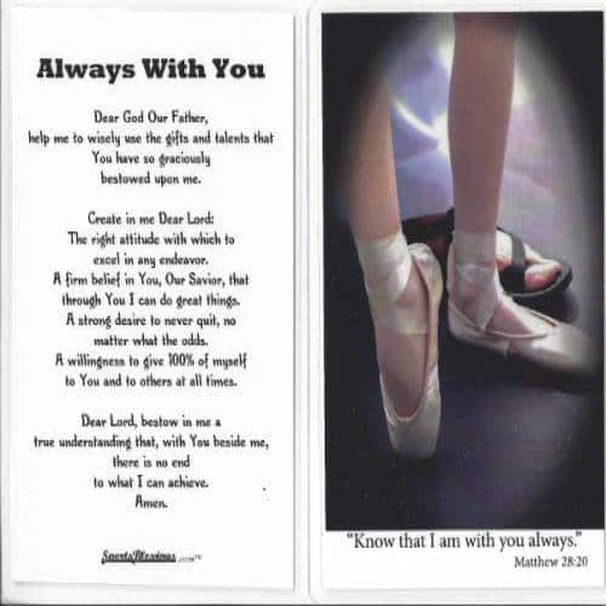 Ballet / Dance Prayer Card