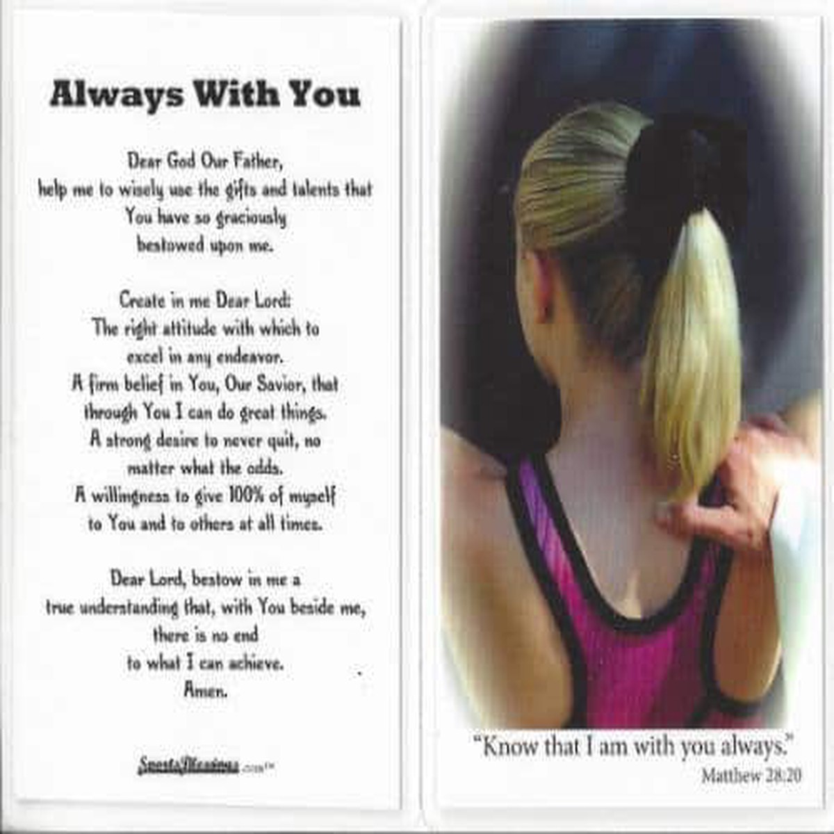 Gymnastics Prayer Card