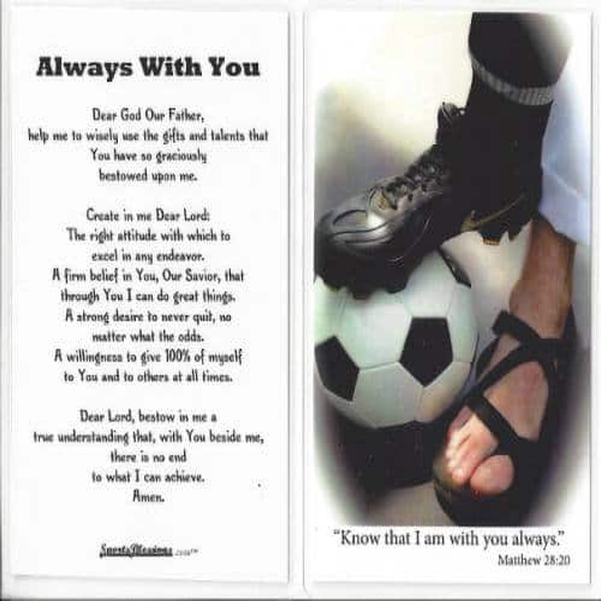 Soccer (Men / Boy) Prayer Card