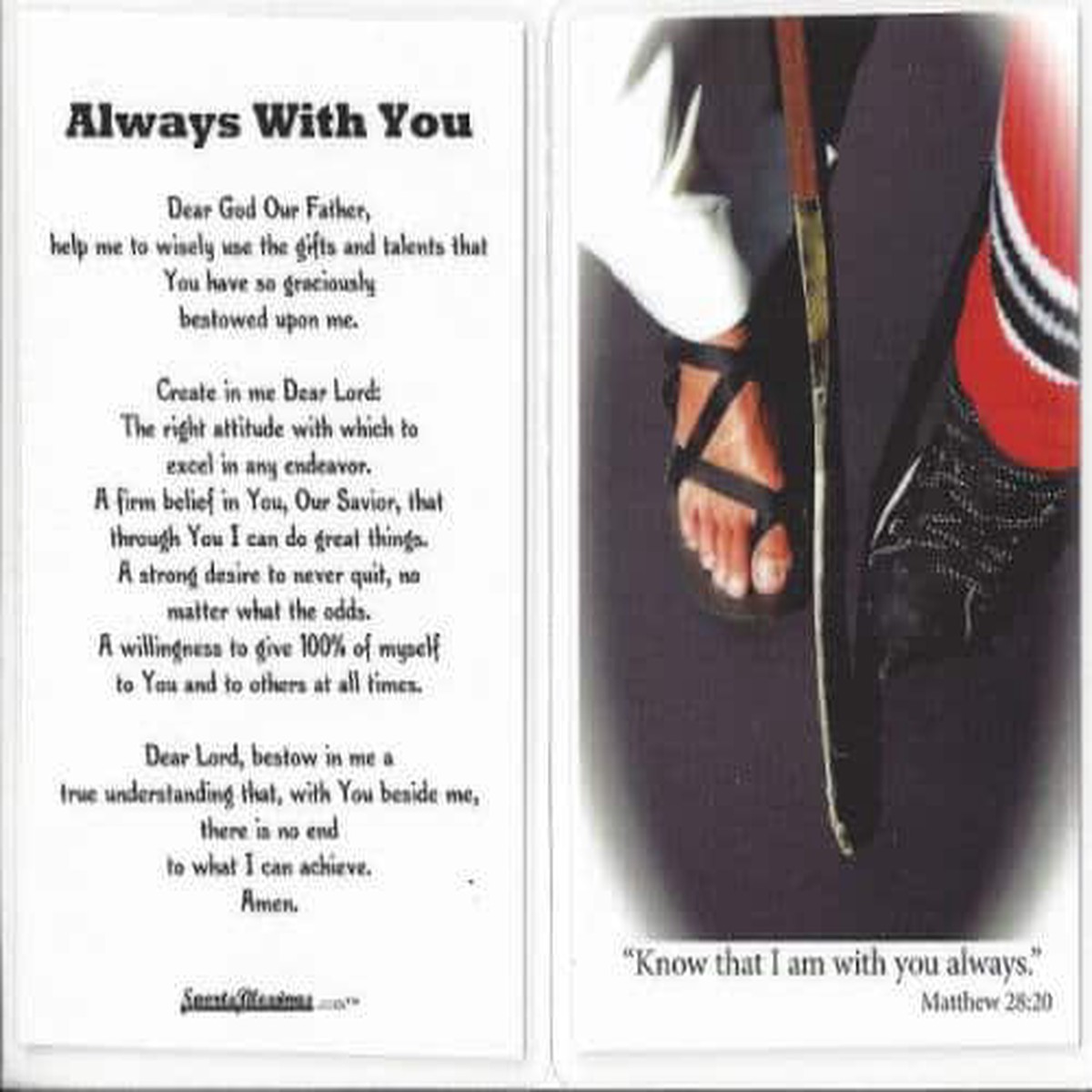 Hockey Prayer Card