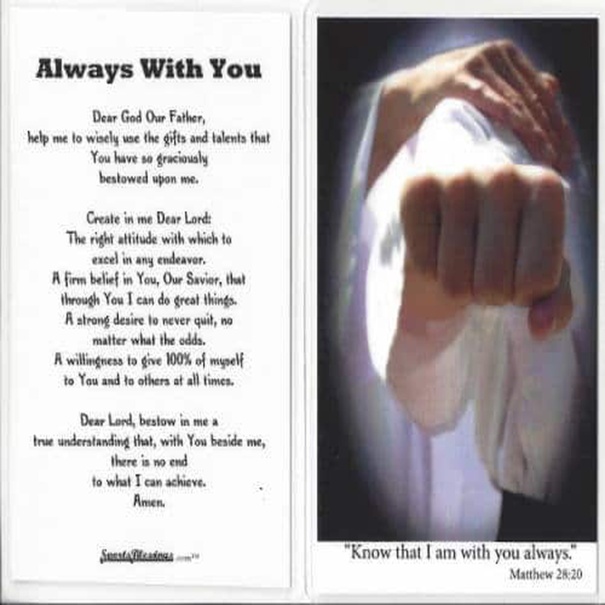 Martial Arts / Karate Prayer Card