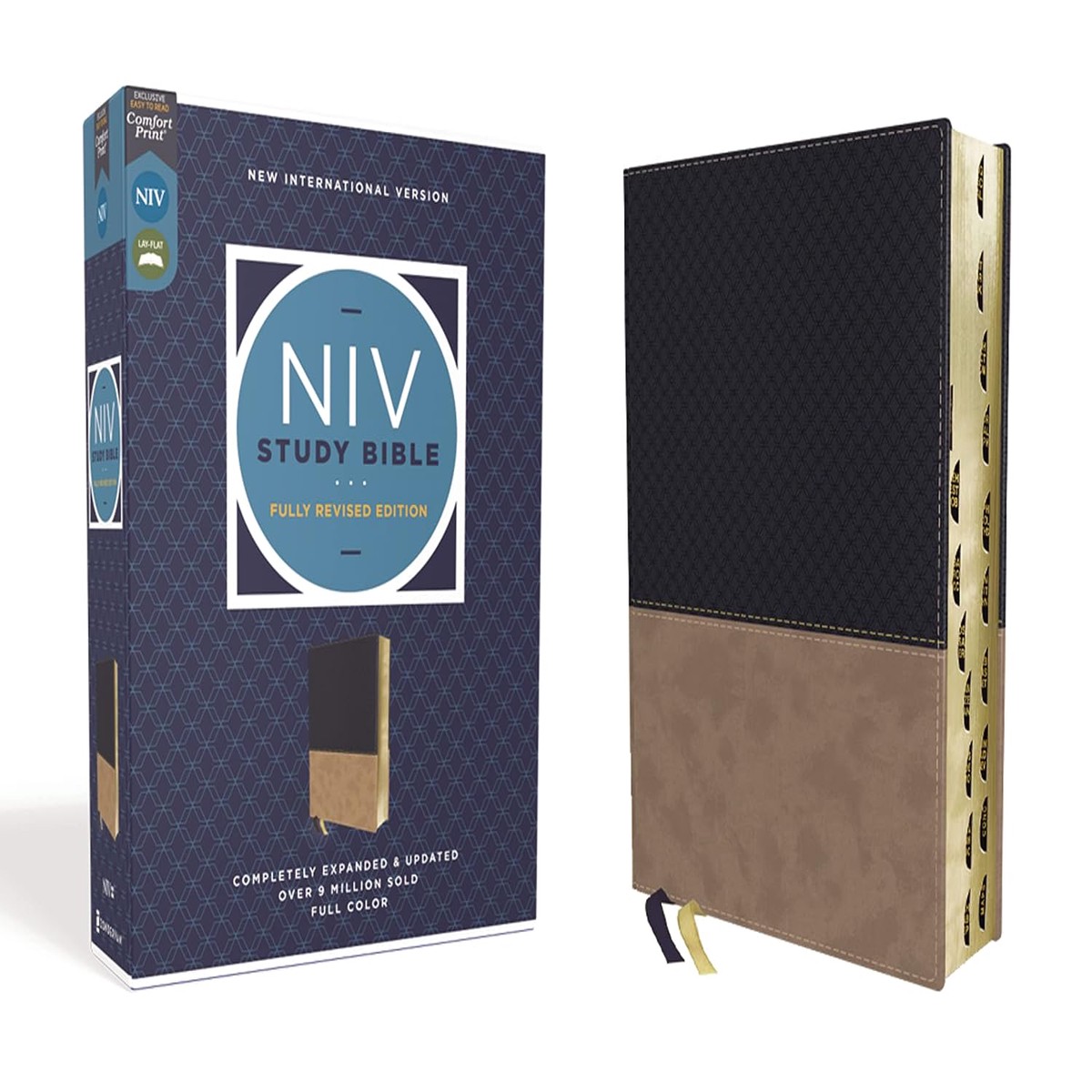 NIV Study Bible Fully Revised, Indexed (Navy/Tan Leathersoft)