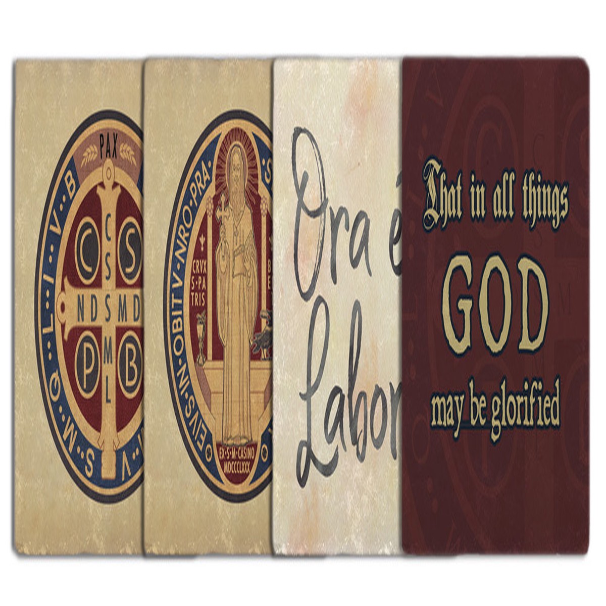 Benedictine Tumbled Stone Coaster Set (Pack of 4)