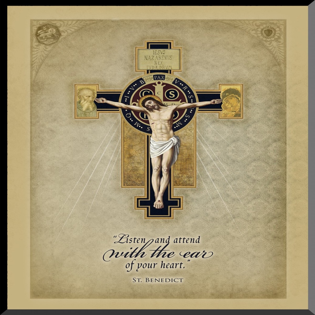 Benedictine Cross Graphic Wall Plaque