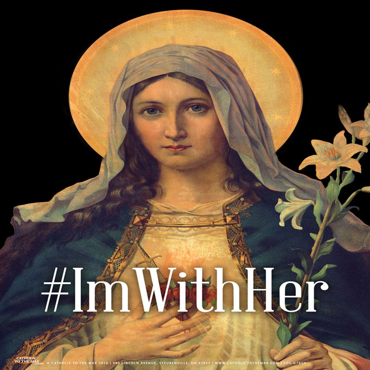 #ImWithHer Antique Immaculate Heart Poster