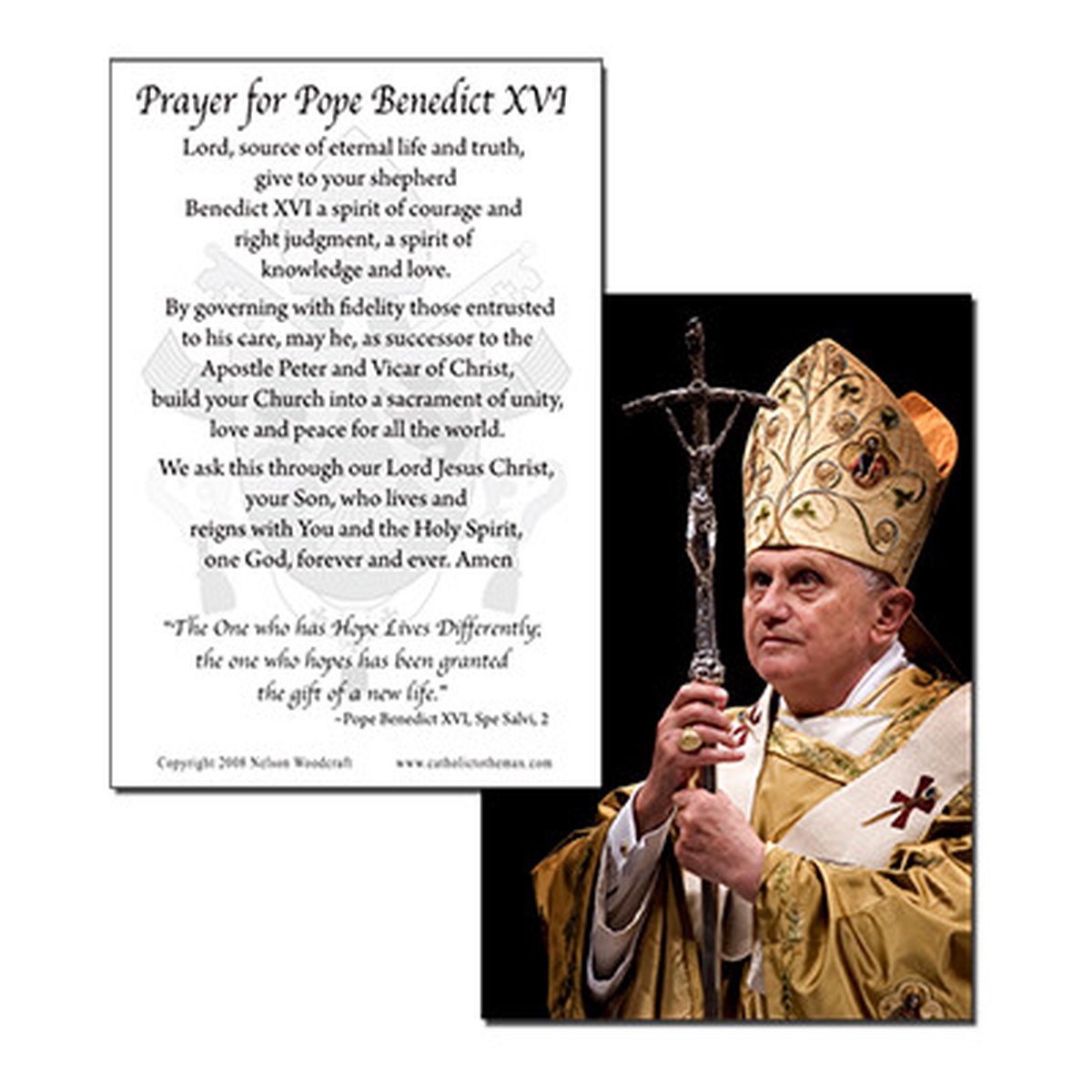 Pope Benedict with Paschal Staff Holy Card