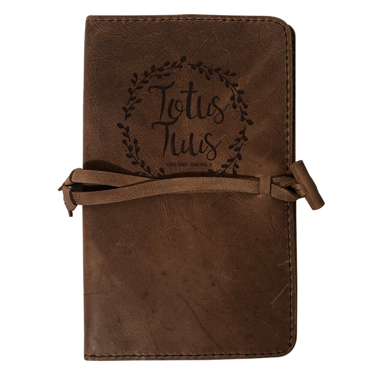 "Totus Tuus" Rustic Leather Journal Cover