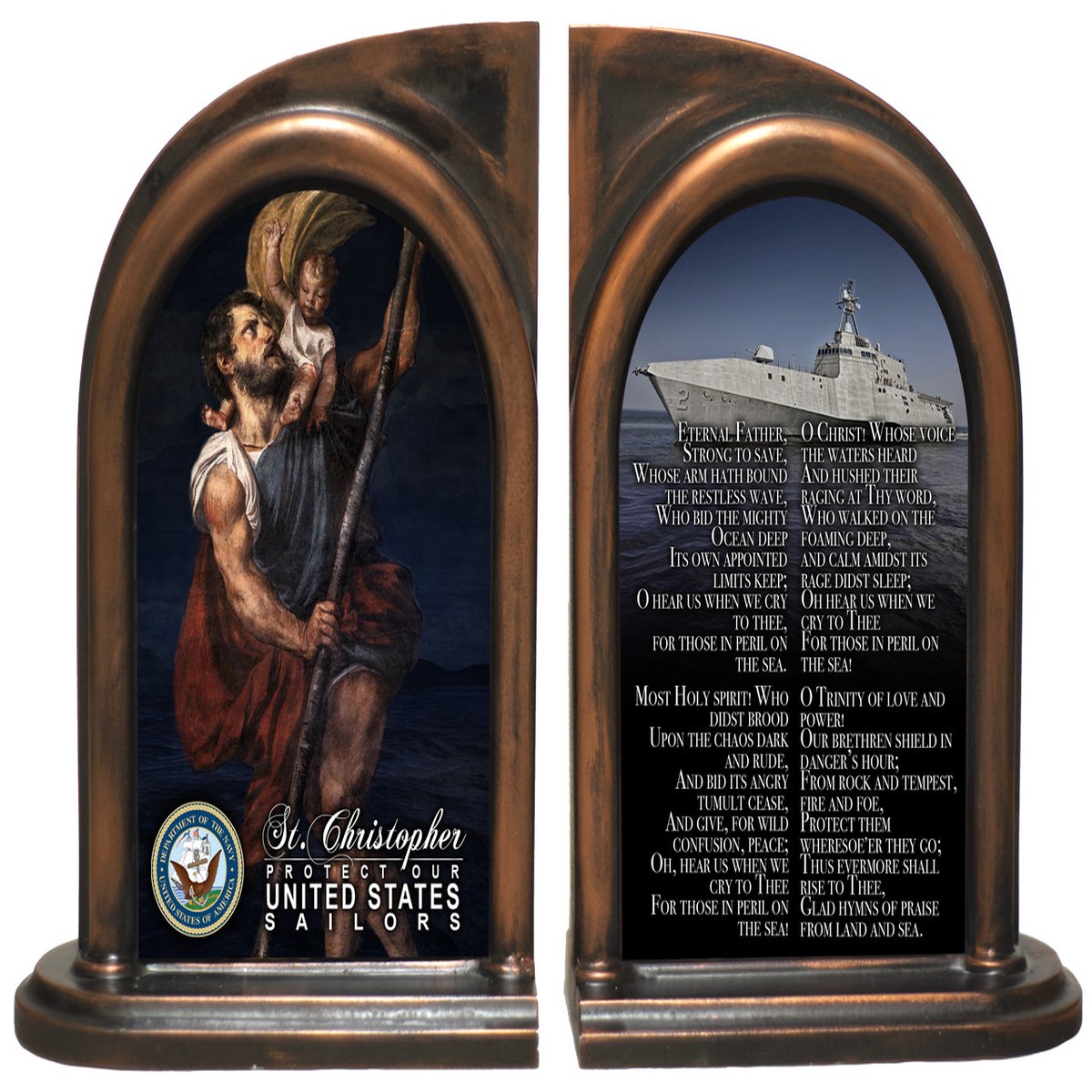 St. Christopher Navy Bookends