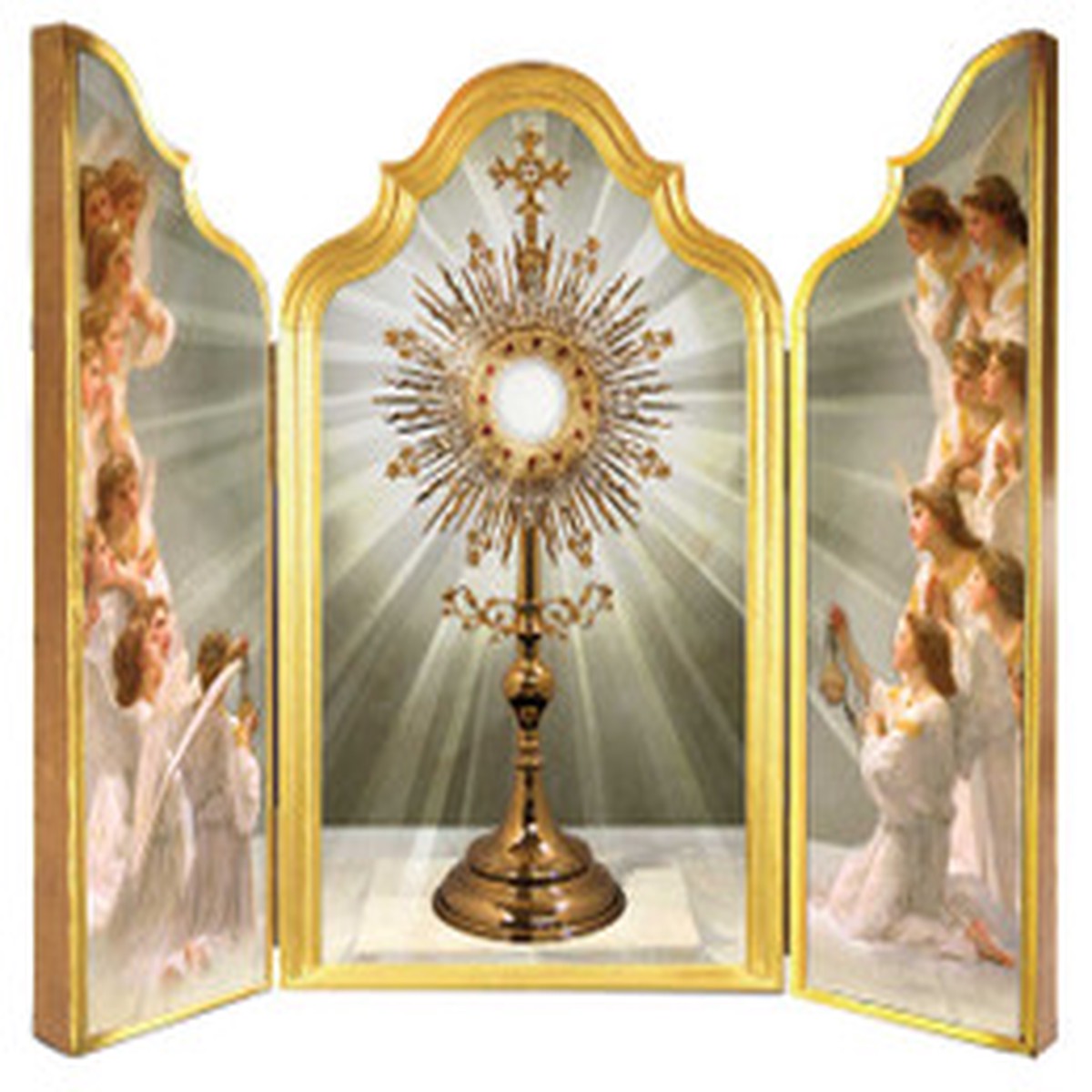 Monstrance with Angels Adoring Triptych Plaque