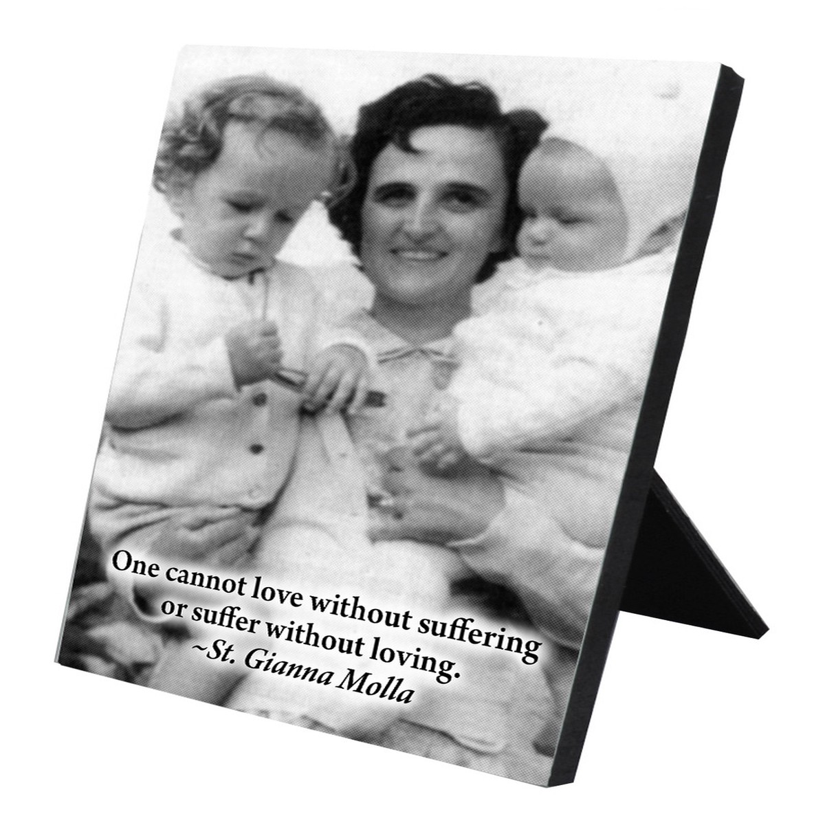 St. Gianna Molla (Black & White) Vertical Desk Plaque