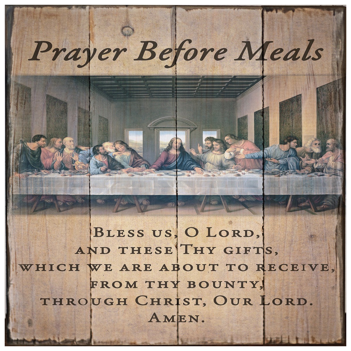 Last Supper Prayer Before Meals Rustic Wood Plaque