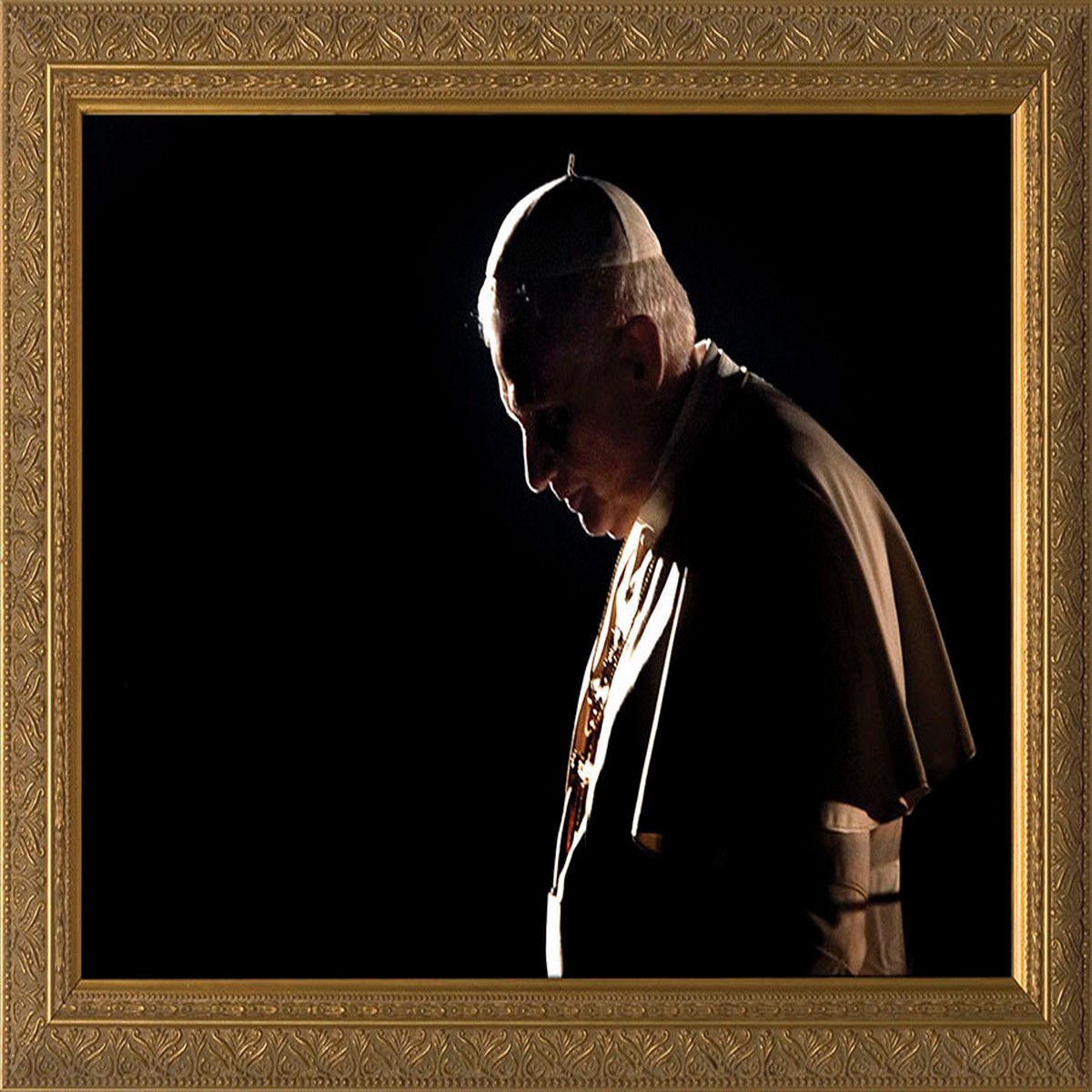 Pope Benedict in Prayer - Gold Framed Art
