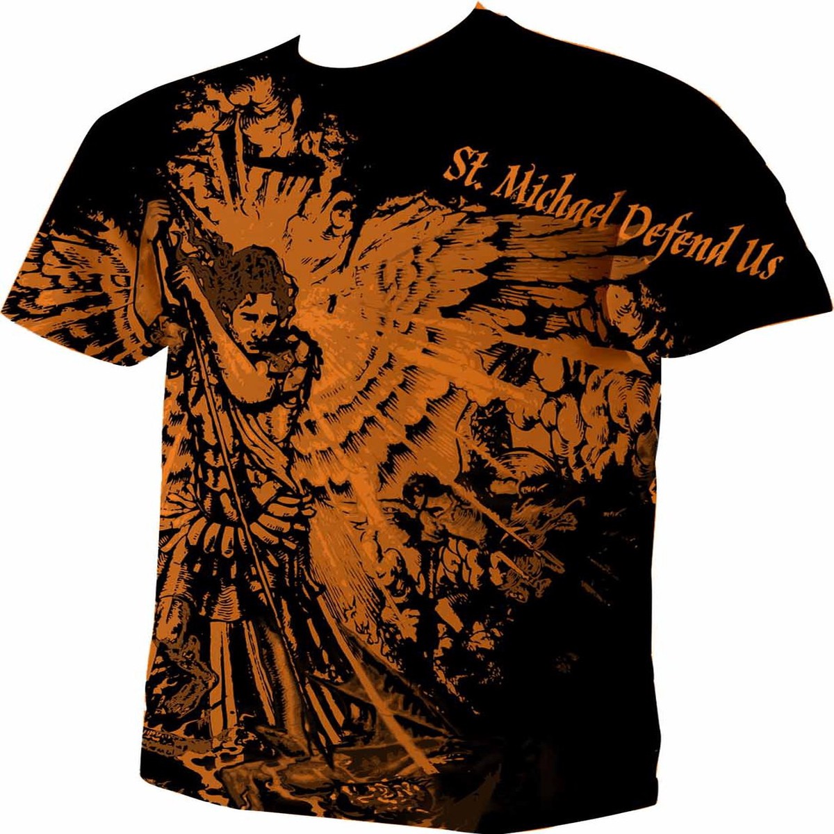St. Michael Defend Us Graphic Poly T Shirt