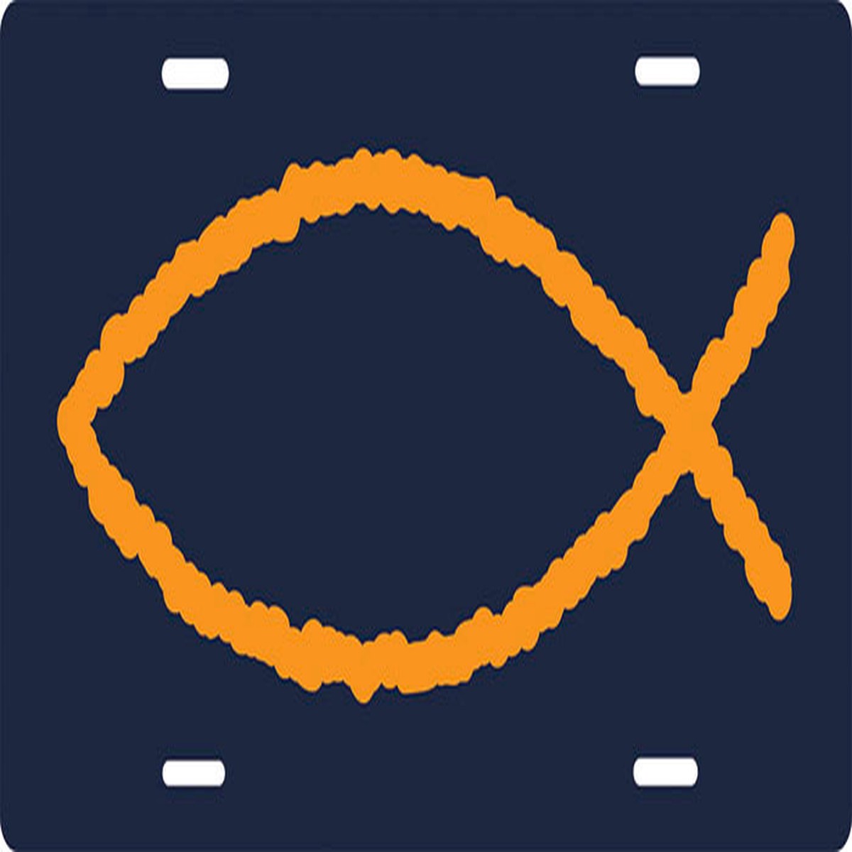 Ichthus Fish (blue) License Plate