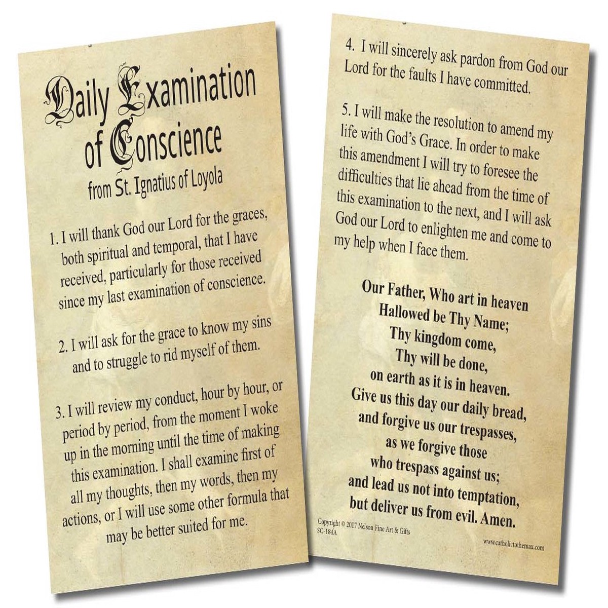Examination of Conscience Faith Explained Card
