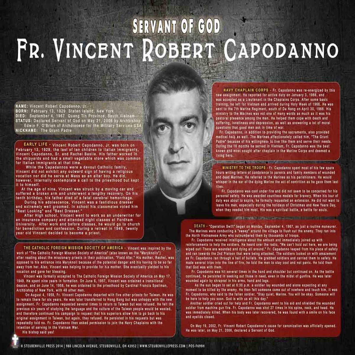 Fr. Vincent Robert Capodanno Explained Poster