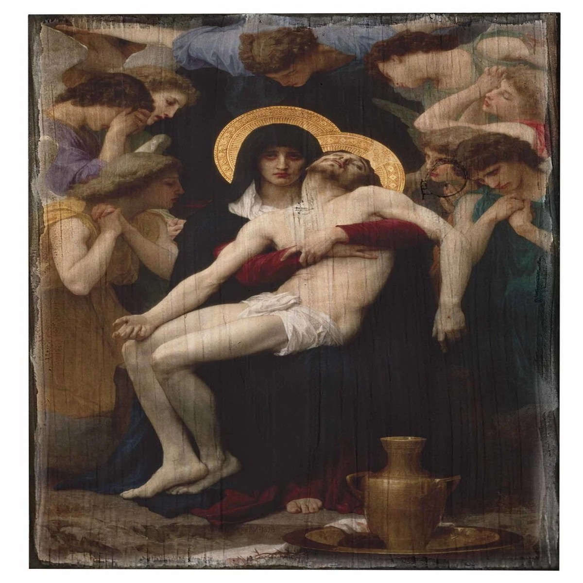 La Pieta Rustic Wood Plaque