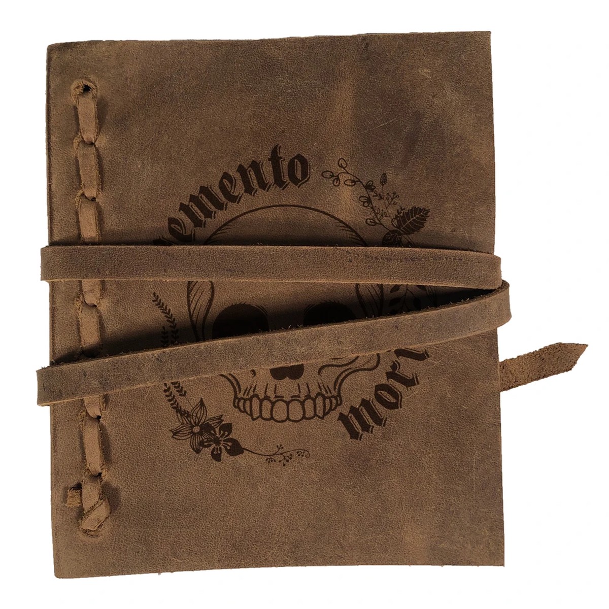 "Memento Mori" Skull Rustic Leather Journal
