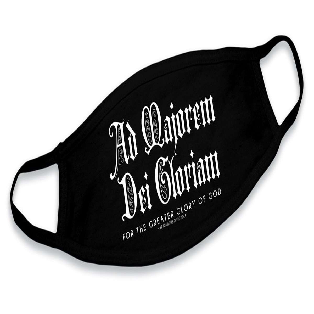"AMDG" Black Cotton Face Mask