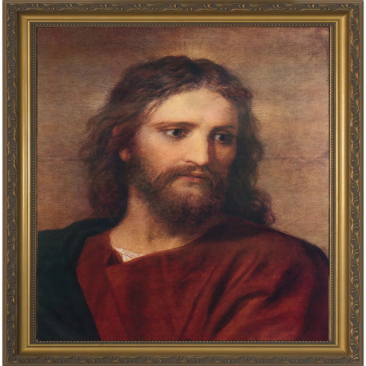 Christ at 33 by Hoffman - Gold Framed Canvas