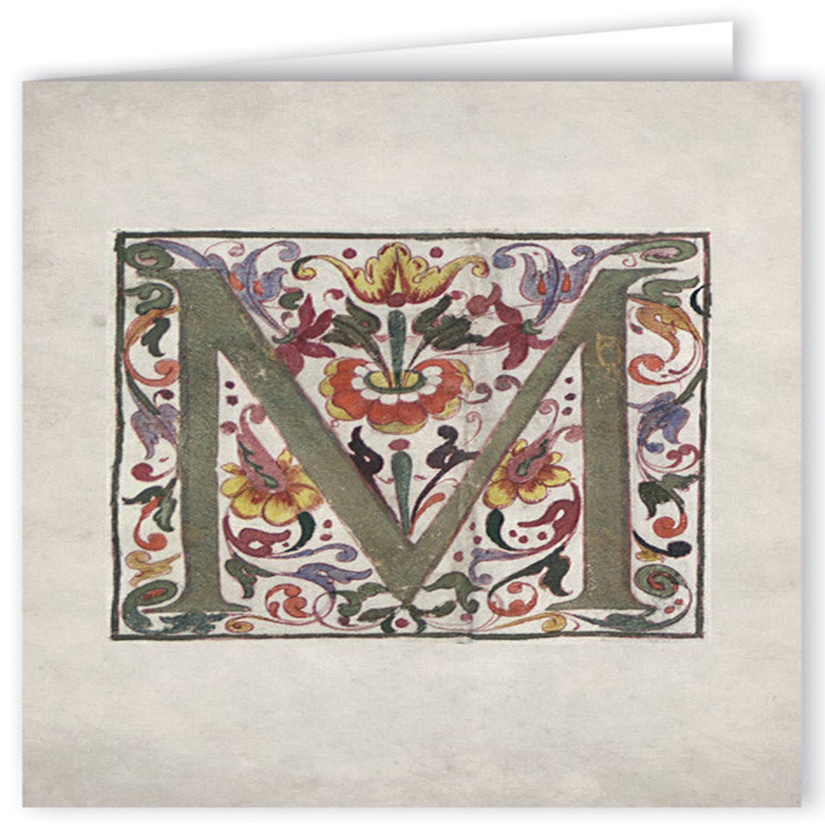 Letter M Illuminated Manuscript Note Card