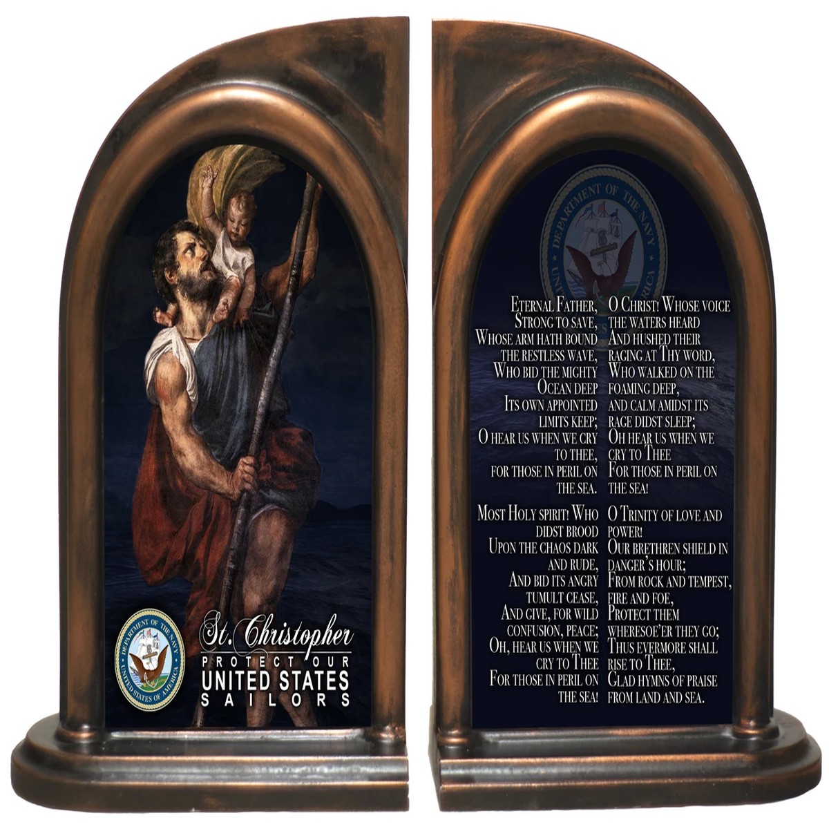 St. Christopher Navy II Bookends