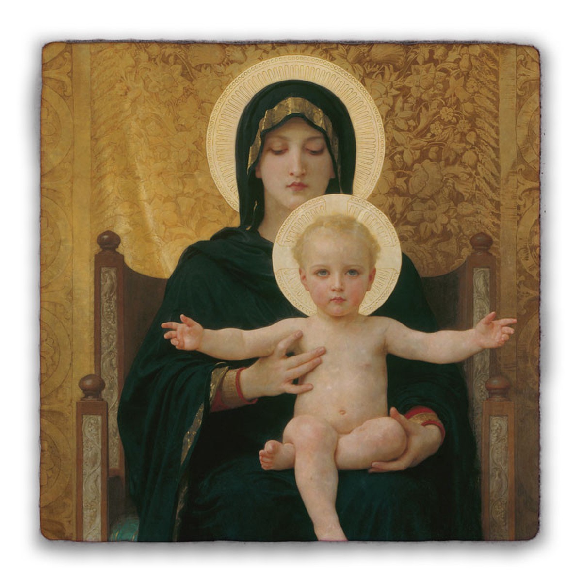 Virgin and Child Square Tumbled Stone Tile
