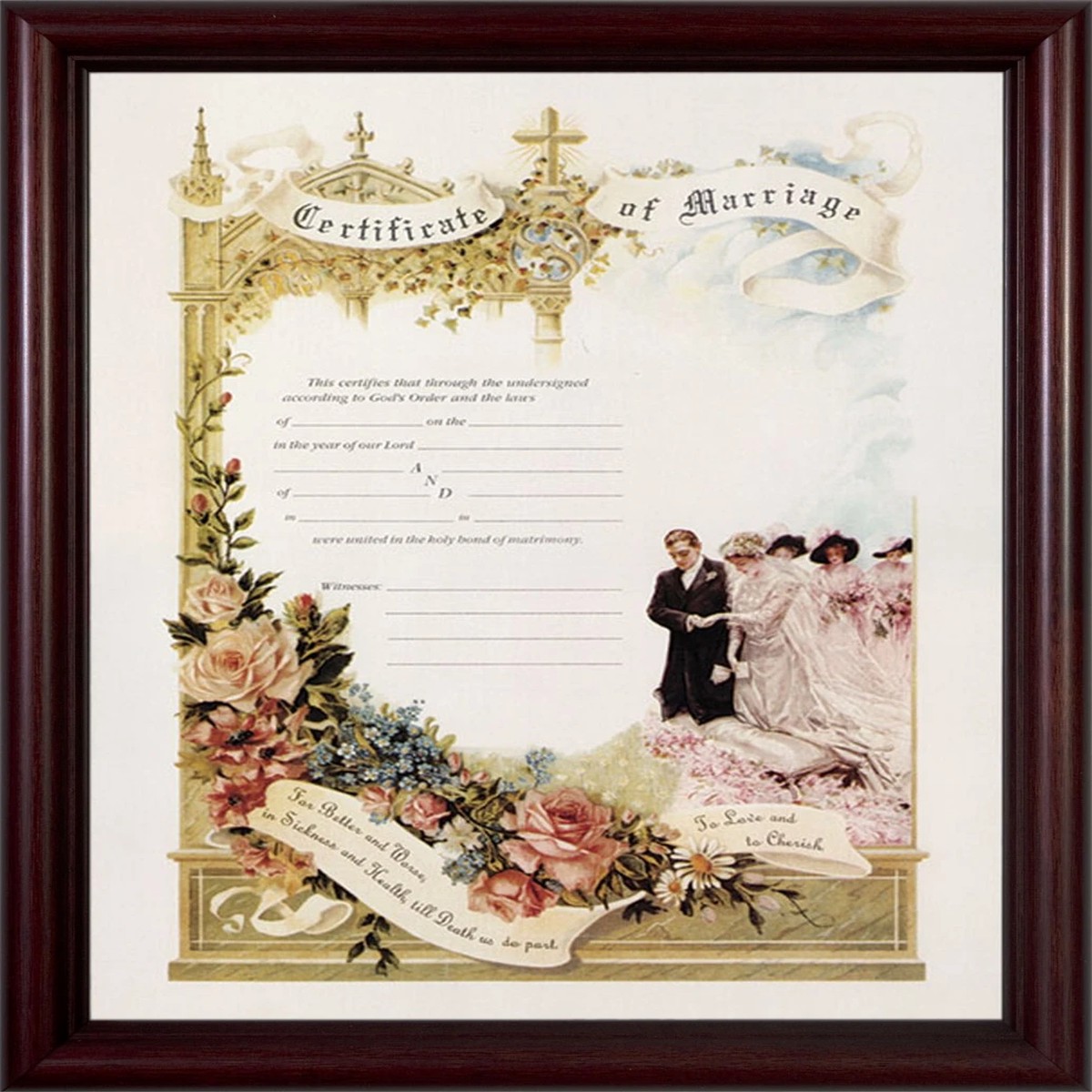 Certificate of Marriage Cherry Framed
