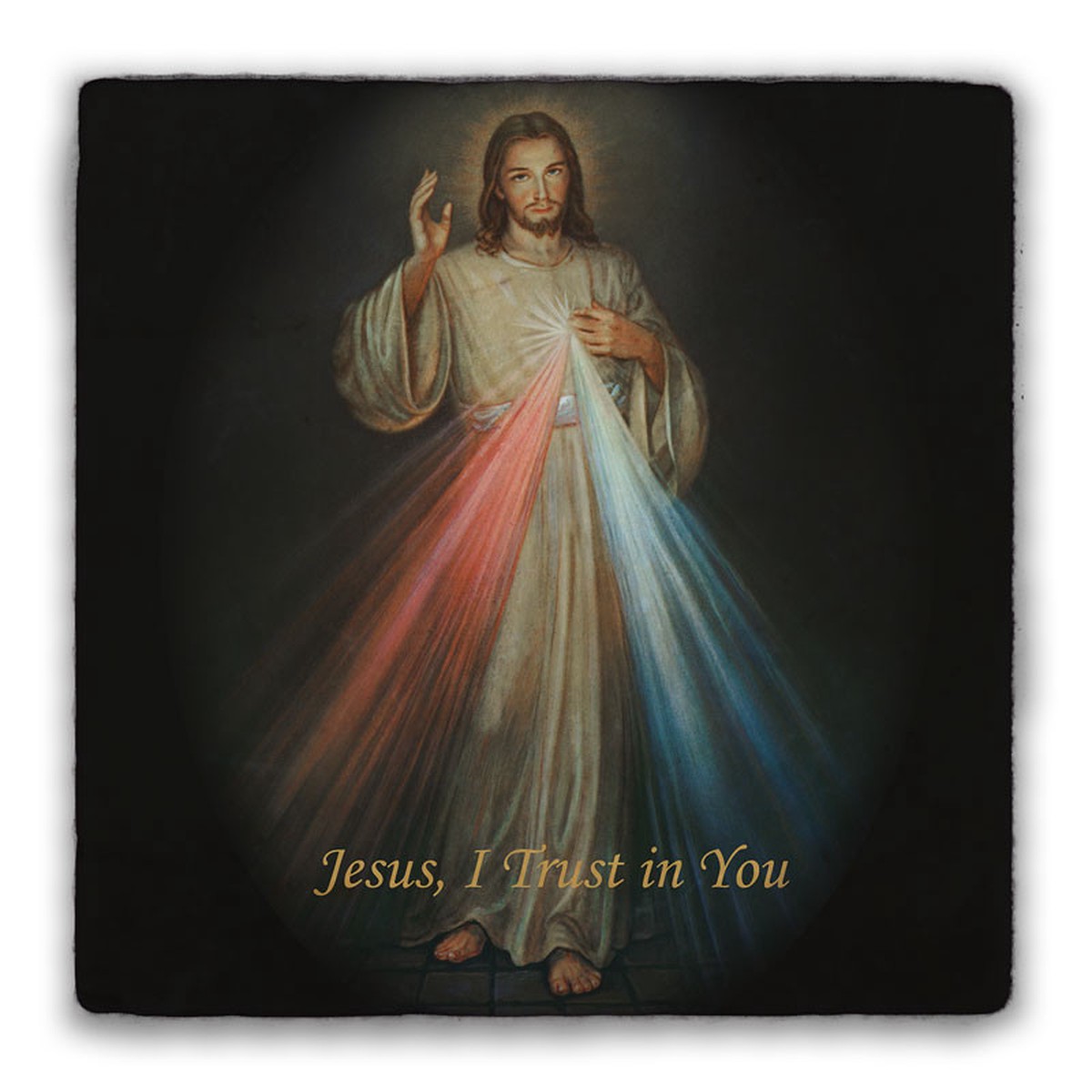 Divine Mercy Square Tumbled Stone Tile