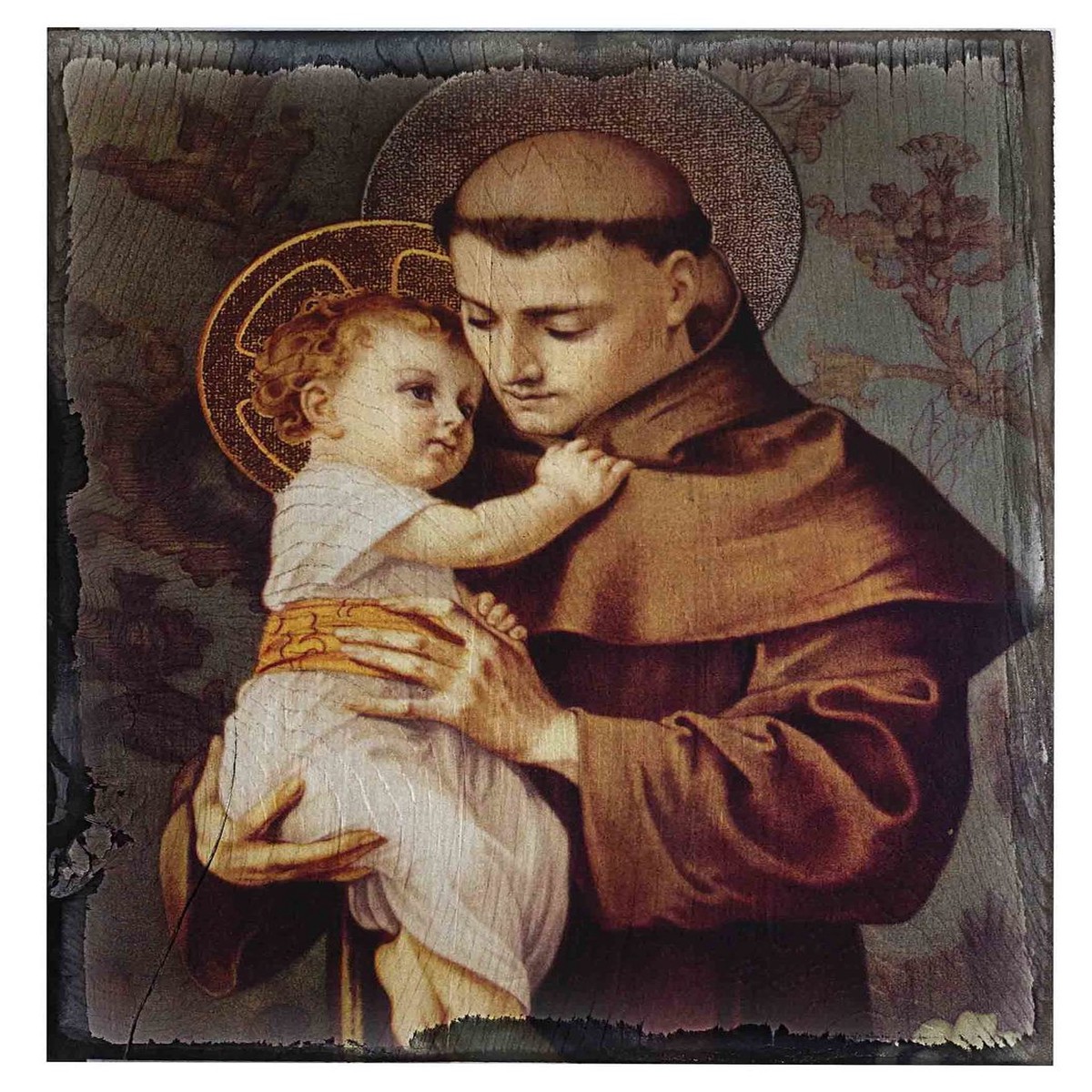 St. Anthony with Jesus Rustic Wood Plaque