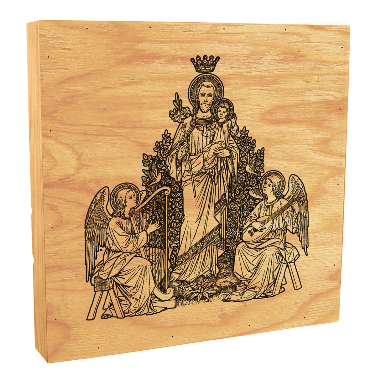 St. Joseph Woodcut Rustic Box Art