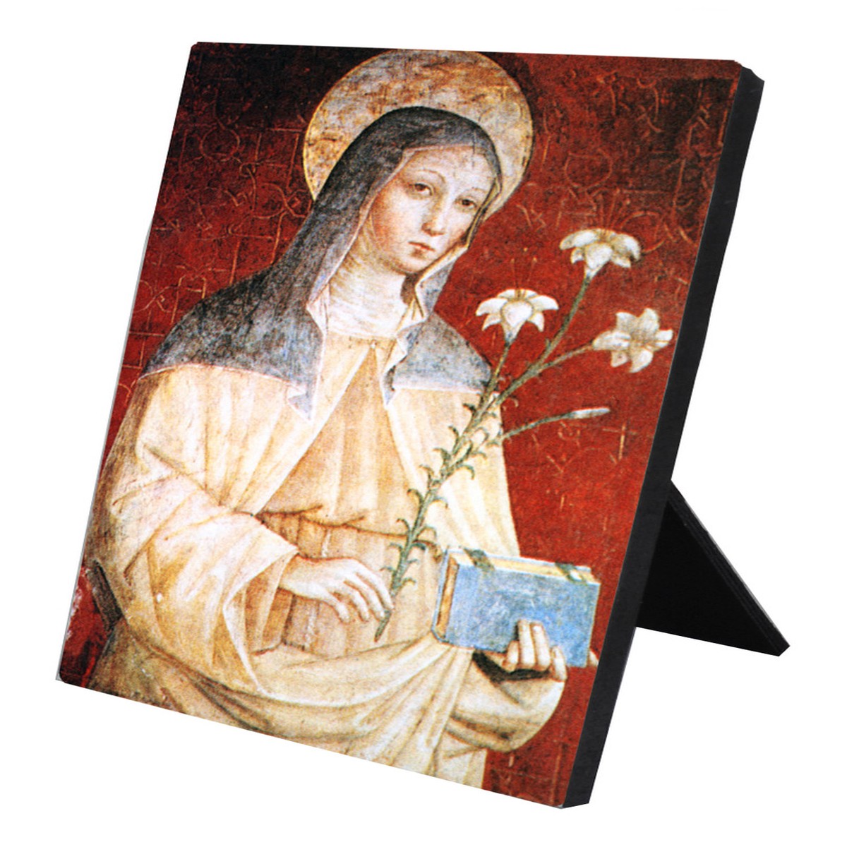 St. Clare (Red) Vertical Desk Plaque