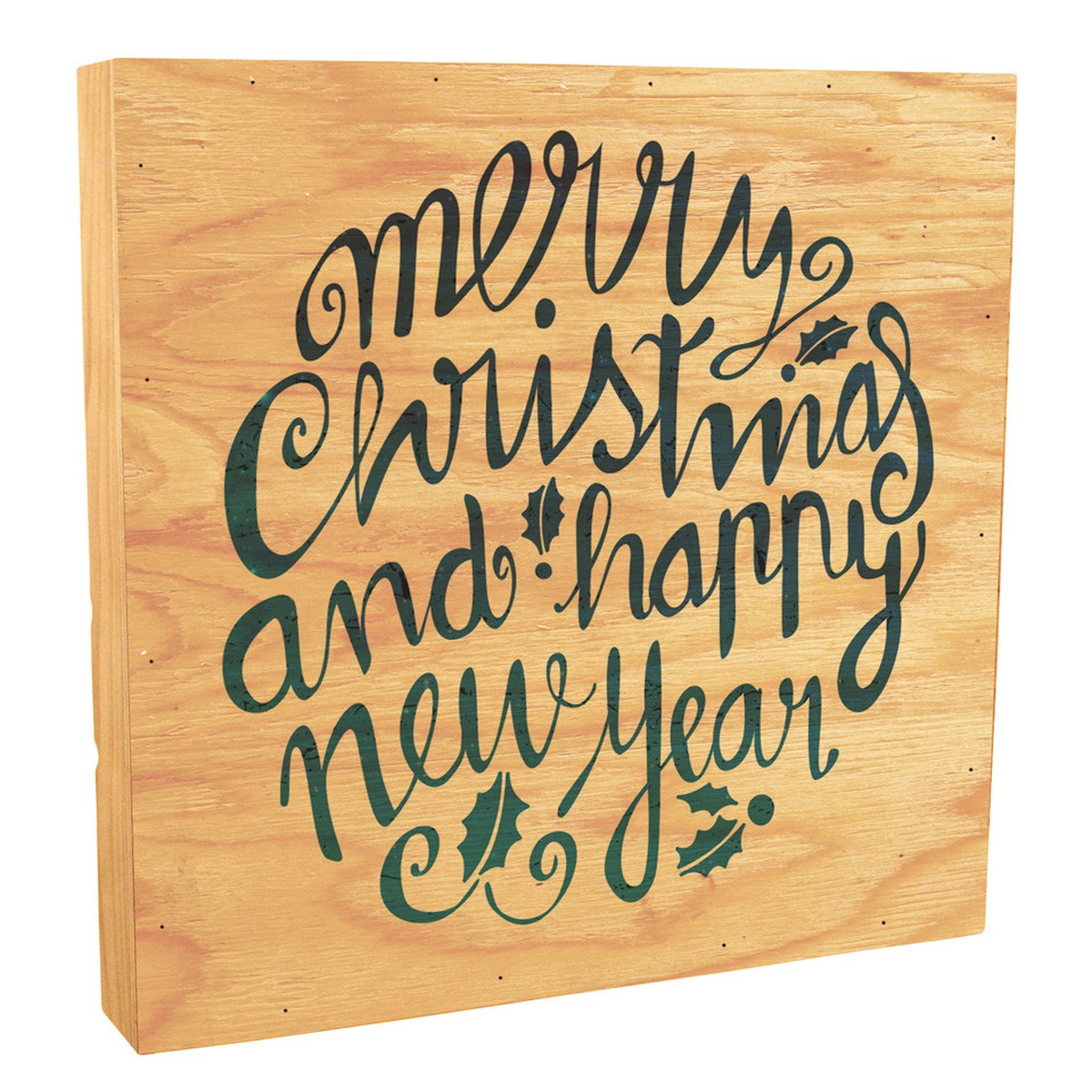 Cursive "Merry Christmas and a Happy New Year" Rustic Box Art