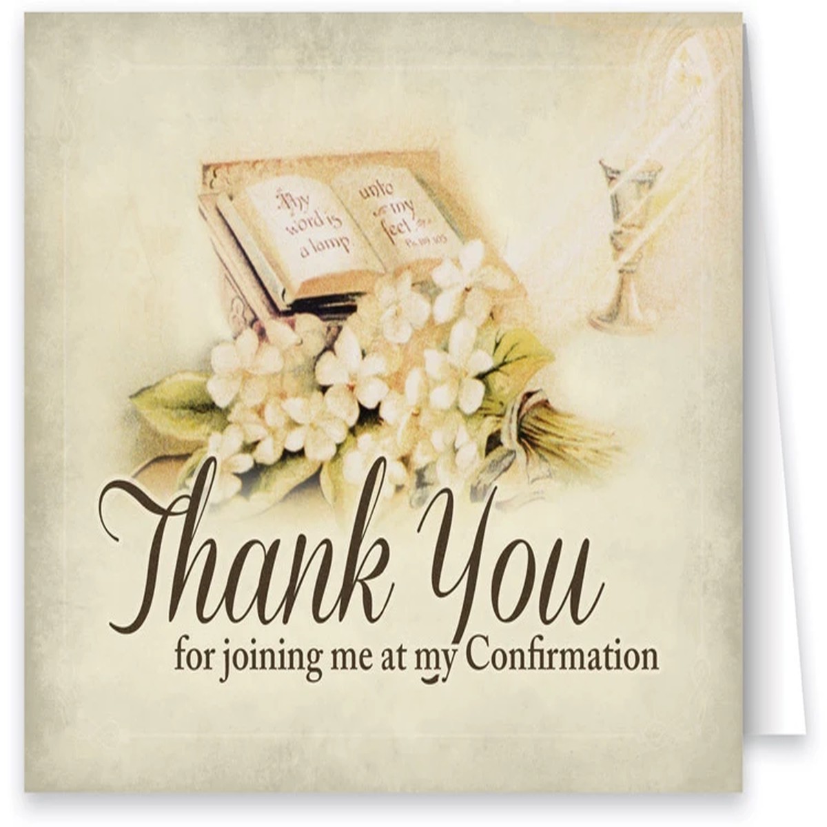 Vintage Scripture and Flowers Confirmation Thank You Note Card