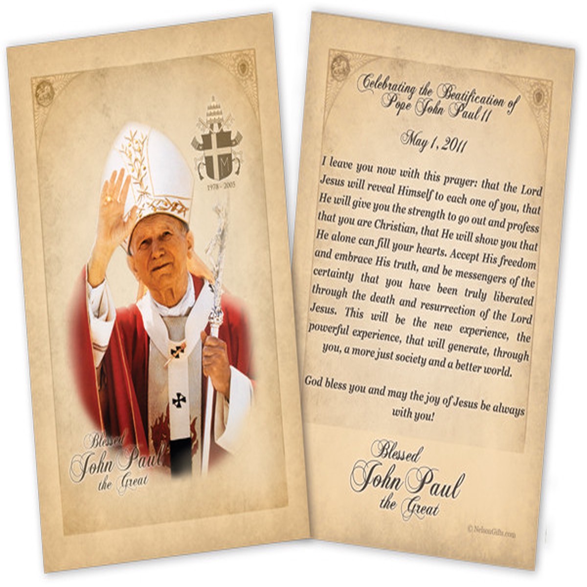 Bl. John Paul II Waving Holy Card