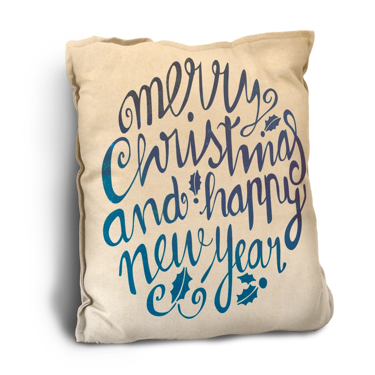 Cursive "Merry Christmas and a Happy New Year" Rustic Pillow