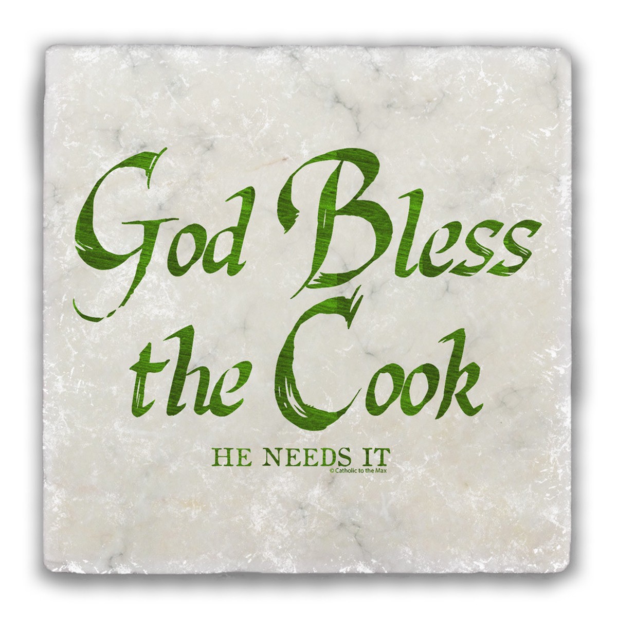 God Bless the Cook (He Needs It) Tumbled Stone Coaster