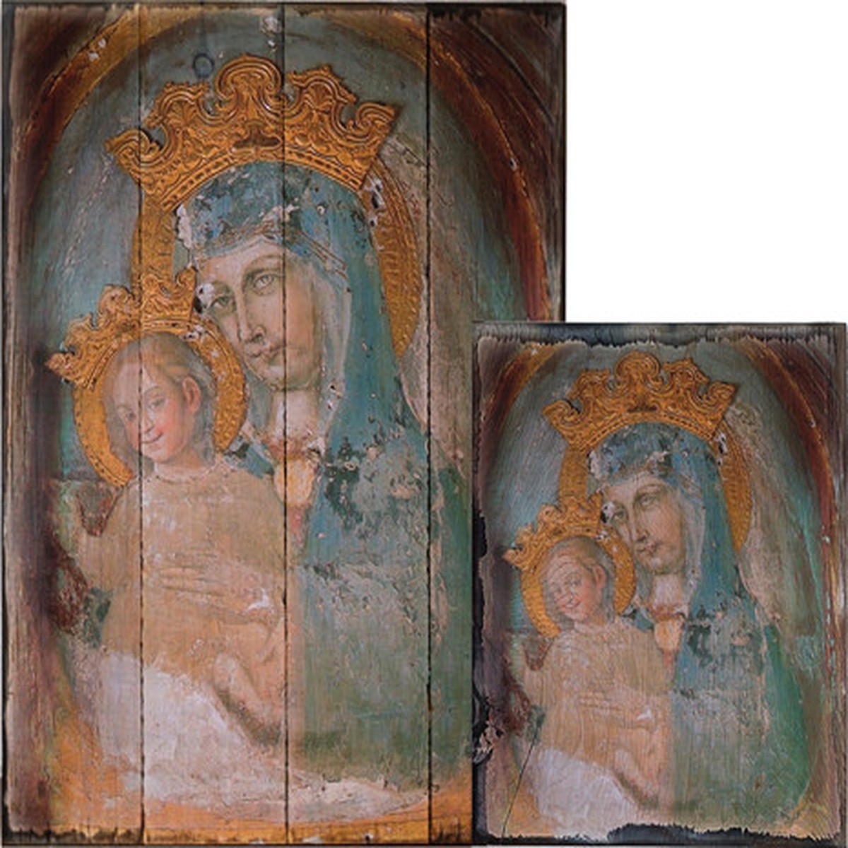 Mater Ecclesiae - Original Unrestored Rustic Wood Plaque